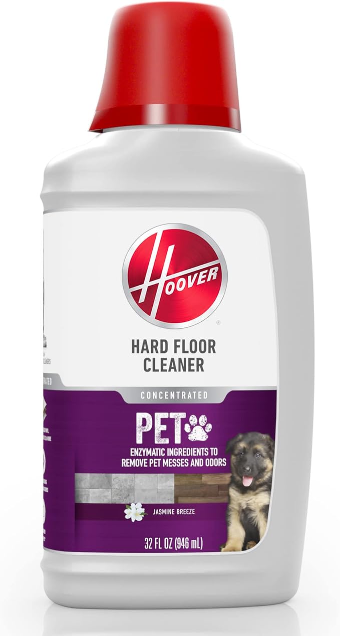 Hoover Pet Hard Floor Cleaner Solution, 32 oz., Jasmine Breeze Scent, Concentrated Pet Cleaning Formula, For Use on Sealed Vinyl, Sealed Hardwood, Tile and More, Pair with Hoover Hard Floor Machines | Concentrated Pet Cleaning Formula, For Sealed Vinyl...