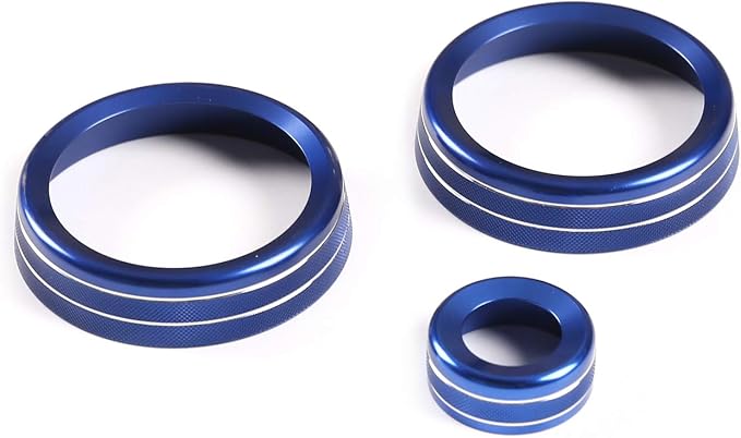 Aluminum Alloy Car Interior Air Conditioning & Volume Adjustment Knobs Decorative Cover Trim for Land Rover Defender 110 2020 Accessories (Blue)