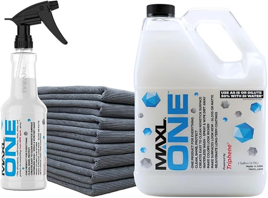 MAXLONE™ Car Spray with Triphene® All Purpose Waterless Detailer Gallon Kit | Quick Spray & Wipe, Clean, Shine, Protect Paint, Glass, Wheels, Trim Without Pre-Washing (20oz, 1 Gallon 8 Micro Fiber Cloth)