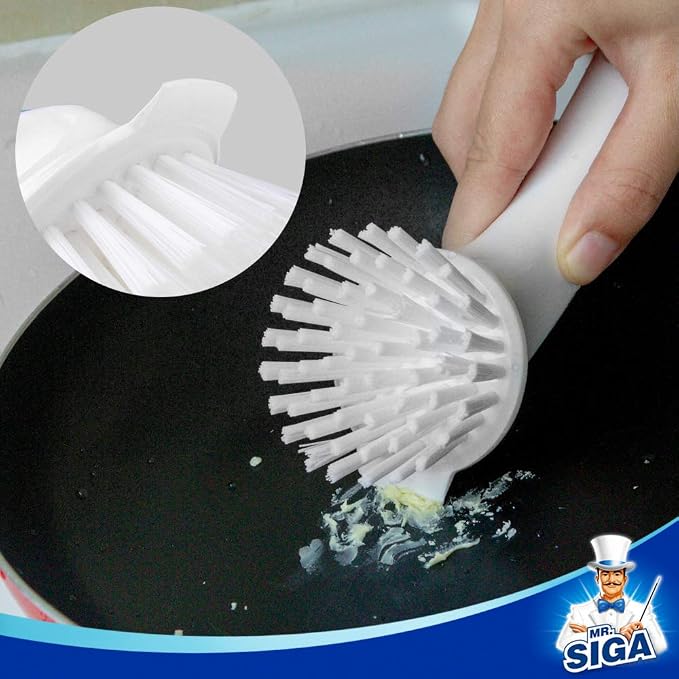 MR.SIGA Pot and Pan Cleaning Brush, Dish Brush for Kitchen, Lake Blue, Pack of 2