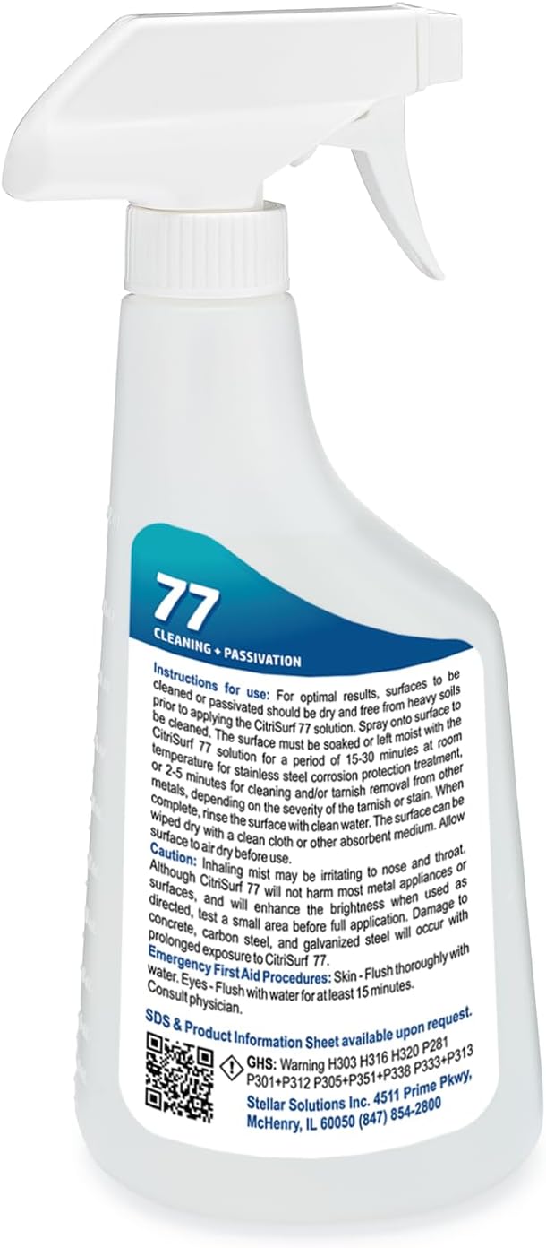 CitriSurf 77 Commercial Stainless Steel Passivation Cleaner (22oz Spray) | Made in USA
