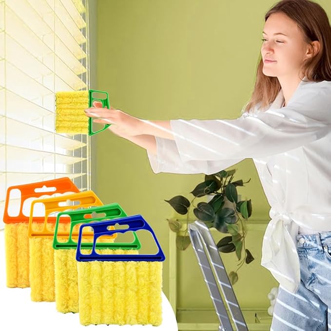 Blind Cleaner Duster Tool Set,4Pcs 7-Finger Microfiber Blind Duster | With 4Pcs 3-Finger Brushes Air Vent Cleaner,Cleaning Tools for Window Shutters & Air Vent,Detachable and Washable ﻿
