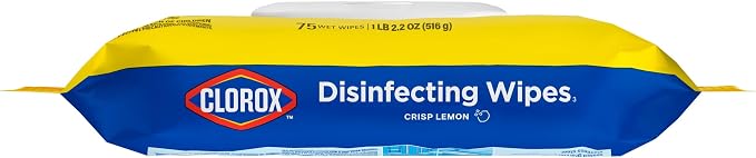 Clorox Disinfecting Cleaning Wipes Flex Pack, Bleach Free, Crisp Lemon, 75 Count (Pack May vary)