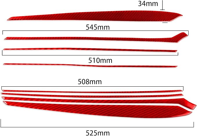 Red Real Carbon Fiber Trim for Tesla Accessories | for Model 3 2017-2022 / Model Y 2020-2024 Inner Door Side Panel Sticker Interior Thick Overlay Decal
