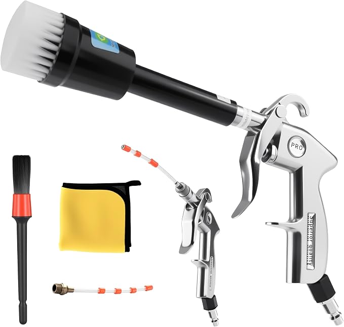 GOCCIDA High Pressure Tornado Dry Car Cleaning Gun Detailing Air Tool | Air Blow Gun for Car Detailing Car Duster High Pressure Interior Cleaner Car Interior Detailing Kit with Brush Nozzle
