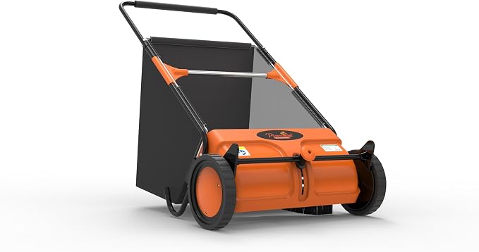 21-Inch Push Lawn Sweeper, Quick Dump & Dustproof Yard Sweeper for Leaves and Grass, Adjustable Height with Large Hopper Bag