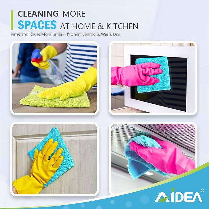 AIDEA Microfiber Cleaning Cloth 100PK, Microfiber Towels for Cars 12"x12" | Absorbent Cleaning Rags, Reusable Microfiber Towel Lint-Free Streak-Free for House, Kitchen, Window Multicolor Soft Bulk Rags