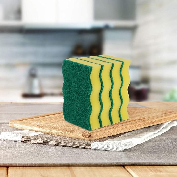 AIDEA Sponges Kitchen, 50-PK Heavy Duty Dish Sponge Kitchen, Scrub Sponges | Dish Sponges Stink-Free, Wavy Edge Cleaning Dish Scrubber Sponges for Home & Restaurant, Bathroom, Bulk Sponges for Pots/Pans