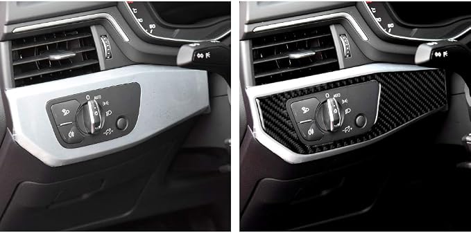 Real Carbon Fiber Trim for Audi Accessories | for B9 A4 S4 A5 S5 2020-2025 / RS5 2021-2025 Headlight Switch Panel Sticker Cover Interior Thick Overlay Decal - A
