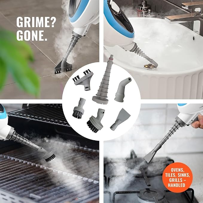 PurSteam 10-in-1 Steam Mop, Floor Steamer with Detachable Handheld Steam Cleaner for Tile, Hardwood Floors | Steam Mop with 10 Accessories | Detachable Steam Cleaner for Hard Floors, Stone, Hardwood, Tile | Washable Dirt Grip Pads