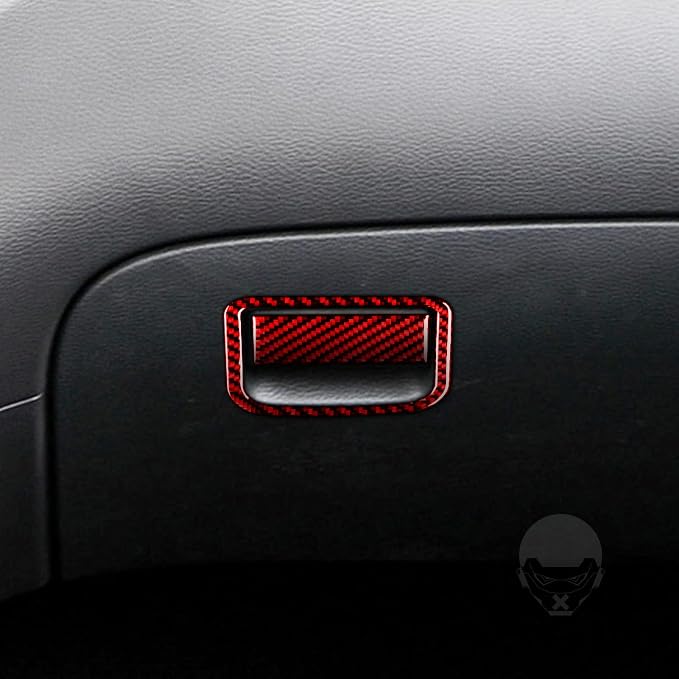 Red Real Carbon Fiber Trim for Nissan Rogue Accessories | for 2014-2020 / Rogue Sport 2017-2022 Glove Box Switch Handle Sticker Interior Thick Overlay Decal