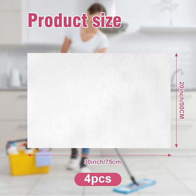 4 Pcs Extra Large Microfiber Cleaning Cloth 30 x 20 Inch Reusable Thick Cleaning Towel Washable Solid Color Microfiber Towel for Home Office Window Cars Glass (White)