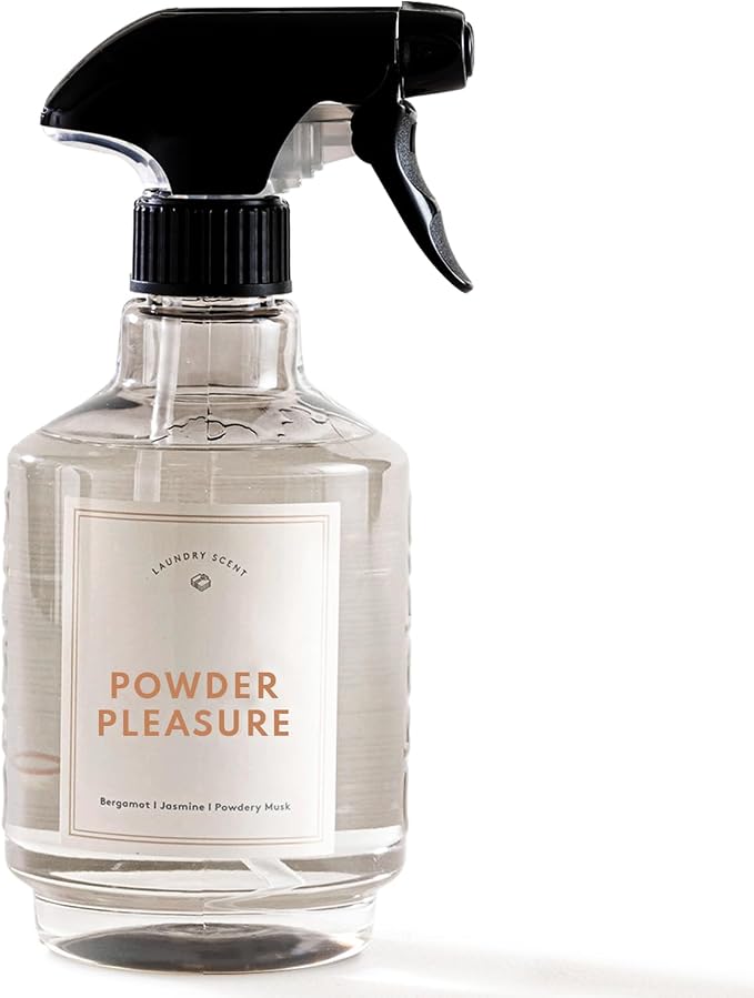 Chakra Freshener Fabric Spray - Long-Lasting Multi-Purpose Laundry Scent for Bedding, Clothes & Home Fabric Deodorizer, Luxury Room Deodorizer, Linen Spray w/Trigger, 16.9 fl oz, Powder Pleasure