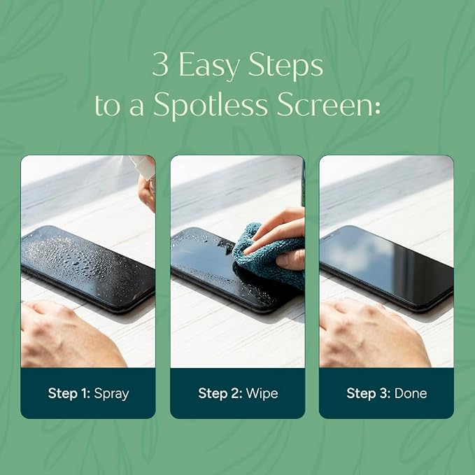 Puracy Screen Cleaner with Microfiber Cloth – All Purpose Phone, Laptop, Computer, TV Screen Cleaner for Smart TV, Streak-Free and Fingerprint-Free (4 oz, Free & Clear)