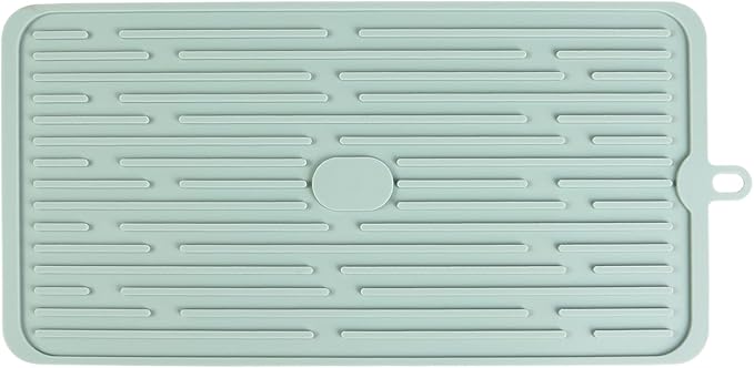 Dish Mat Silicone Dish Drying Mats Works For Drying Stemware Cocktail Glasses Silverware Pots Pans Knives and Dish Rack for Kitchen Counter Sink Bar Pads Easy to Clean (GD-LSD-01-green)