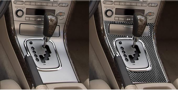 JKYUKU Real Carbon Fiber for Subaru Accessories Center Console Gear Shift | for Legacy/Outback 2005-2009, Black Center Console Gear Shift Surround Frame Shifter Sticker, Tool-Free Installation