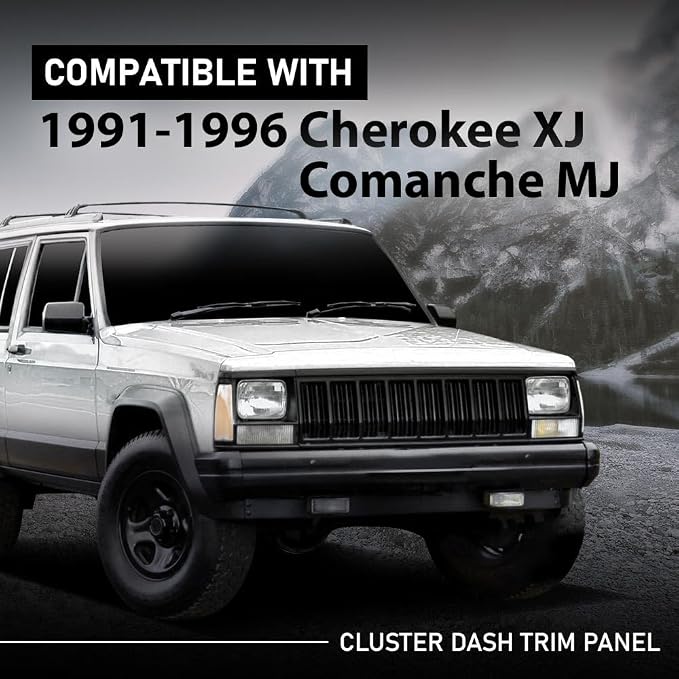 G-PLUS Dash Bezel Panel Surround Trim Compatible with Jeep Cherokee XJ 1984-1996 Black Dashboard