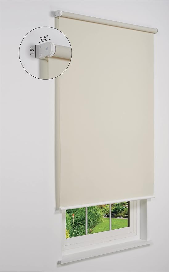 Customizable Cordless Light Filtering Sierra Collection Roller Shade, Beige 36" to 41" W X 42" H (Arrives 1/4" Narrower)