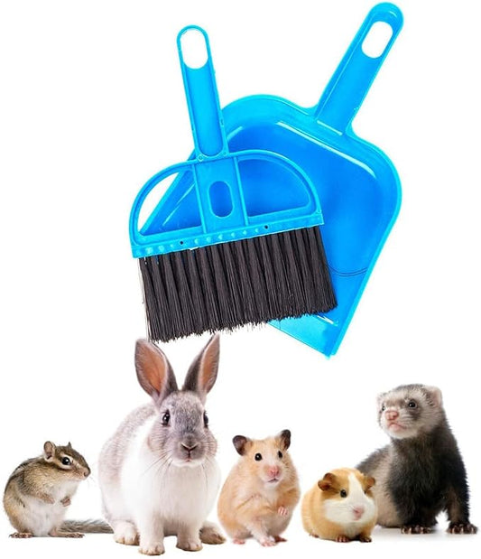 Mini Broom and Dustpan Set - Compact Cleaning Kit for Home, Car, Camping, Small Spaces, Pet Cleanup, and Travel - Durable Small Broom and Dustpan Set Mini - Blue Broom