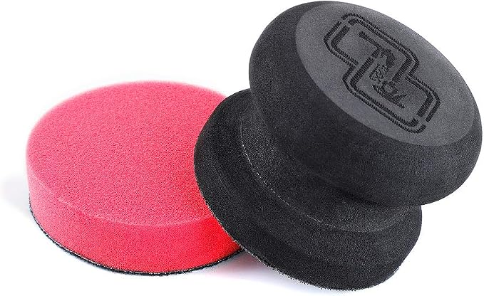 SGCB Car Hand Wax Applicator Pad Kit, 3” Dia Sponge Tire Dressing Applicator Pad with Grip, Tire Shine Compound Applicator Pad, Reusable Polish Foam Applicator for Rubber Tires Exterior Plastic Trim