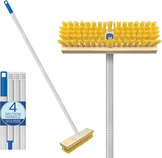 LOLA Deck Scrub Brush Outdoor Broom, Durable Bristles Remove Dirt, Grime, Grout, Leaves, Snow on Patios, Decks, Wet or Dry, 1 Count