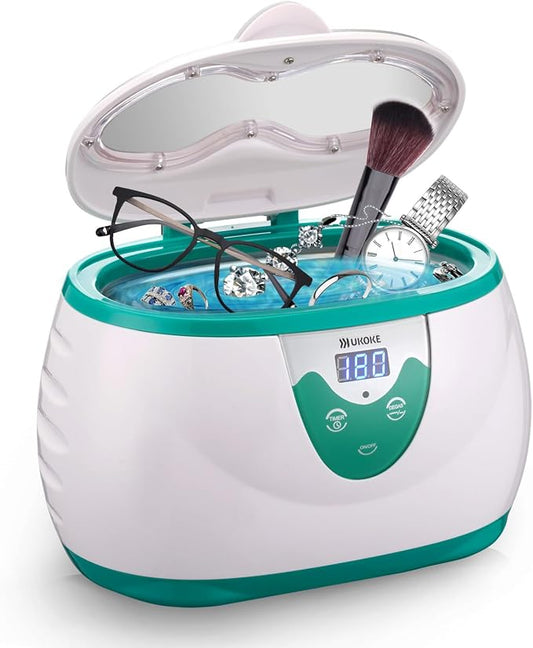 Ukoke UUC06G Ultrasonic Cleaner, Professional Jewelry Cleaner for Eyeglasses, Rings and Watches, 42kHz Portable Sonic Cleaner with 600ml Capacity Stainless Steel Tank