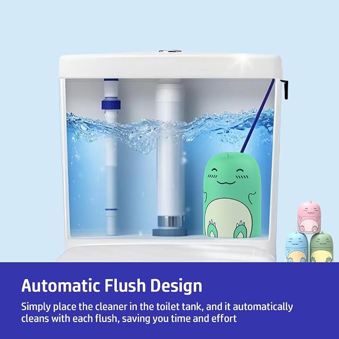 Cute Dinosaur-Shaped Toilet Bowl Cleaner Bottle, Bathroom Toilet Tank Cleaner with Ocean, Jasmine, and Peach Scent,Three bottles can be used for 9 months (Ocean&Peach&Jasmine)