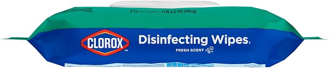 Clorox Disinfecting Wipes Flex Pack, Bleach Free, Fresh Scent, 75 Count (Pack May Vary)