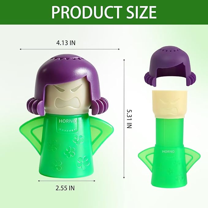 HORNO Angry Mama Microwave Oven Steam Cleaner and Disinfects With Vinegar and Water for Kitchens (Green)