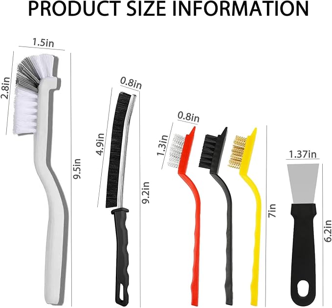 Crevice Cleaning Brush 12-Pack - Heavy Duty Hard Bristle Gap Brush for Deep Cleaning - Ultra-Thin Window Track Cleaning Tool for Shower Grout, Sliding Doors, Baseboards & Auto Detailing