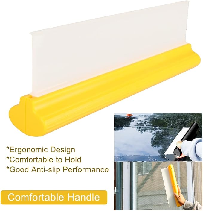 Car Squeegee,12 inch Silicone Squeegee, 2 Pack Automotive Water Wiper for Car Drying,Flexible T-Bar Water Blade for Car,Windshield,Glass,Window,Mirror,Bathroom,Auto Squeegee (Yellow+Black) | Flexible Auto T-Bar Water Blade for Windshield,Glass, Window,...