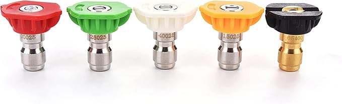 Tool Daily Pressure Washer Nozzle Tips Multiple Degrees, 1/4 Inch, 2.5 GPM | Power Washer Tips Set for Car Washing, 1/4" Quick Connect, 4000 PSI, 5 Pack