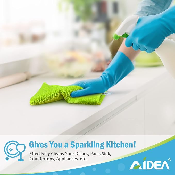 AIDEA Microfiber Cleaning Cloth 100PK, Microfiber Towels for Cars 12"x12" | Absorbent Cleaning Rags, Reusable Microfiber Towel Lint-Free Streak-Free for House, Kitchen, Window Multicolor Soft Bulk Rags