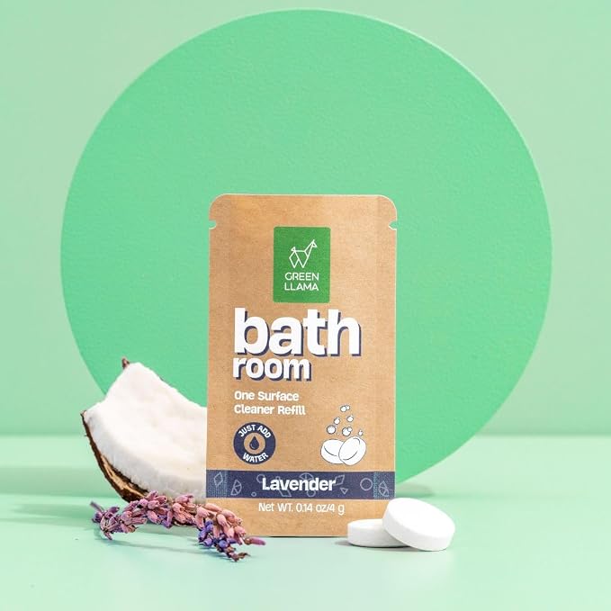 Green Llama Bathroom Refill 3-Pack - Certified Compostable Packaging, Natural Cleaning Solution for Bathrooms - Eco-Friendly and Sustainable