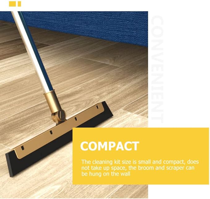 GANAZONO Broom Dustpan Scraper Set Long Handle Stand Up Broom Combo Dustpan for Home Kitchen Room Office Lobby Floor | Long Handle Stand Up Broom Combo Dustpan 25X10X73cm/9.82X3.93X28.69in for Home Kitchen Room Office Lobby Floor