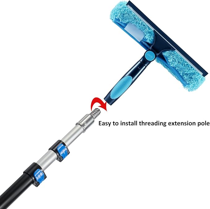 4pcs 11" Window Squeegee & Microfiber Scrubber 2-in-1 Cleaning Tool | Attachment Only