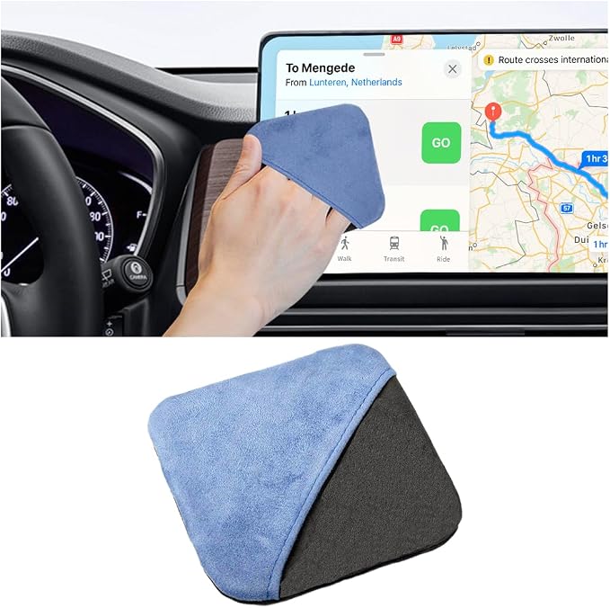 Car Screen Cleaner, Microfiber Cloth Vehicle Touchscreen Cleaning Wipes, Foldable Automotive Interior Cleaning Pad Accessory for Dashboard LCD Display, Universal for Truck SUV RV (Square/Blue)