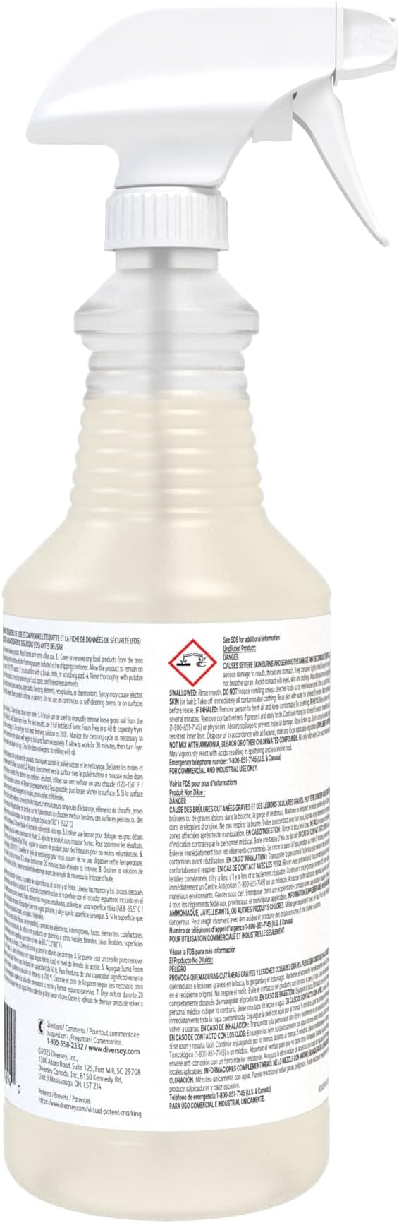 Diversey 903529270 Suma Foam Free Liquid Oven & Fryer Cleaner, Degreaser for Oven, Grill & Range Hood, Ready-to-Use Spray, 32-Ounce