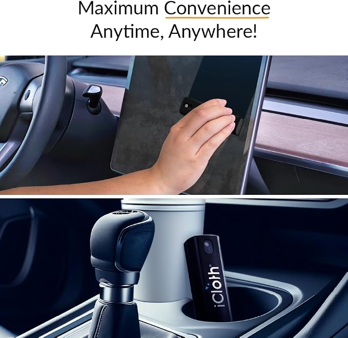 iCloth 2-in-1 Screen Cleaner Spray with Built-in Microfiber Cloth for Laptops, Tablets, Phones, Car Screens, and Touchscreens, Streak-Free & Anti-Smudge, Large 0.68 fl oz (20ml) Bottle