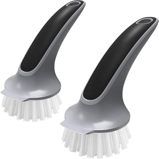 MR.SIGA Pot and Pan Cleaning Brush, Dish Brush for Kitchen, Gray, Pack of 2