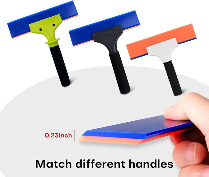 NEWISHTOOL 2 Pack Rubber Squeegee (8-Inch Replacement Blade, No Handle) | Window Tint Squeegee for Water Removal, Windshield Rear Back Glass Cleaning, PPF Installing and Window Film Application