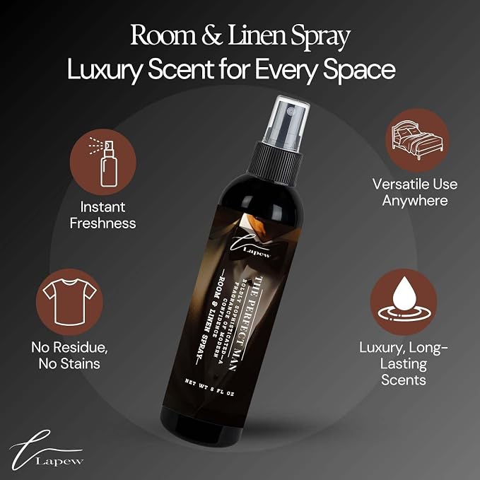 Lapew Room & Linen Spray | Fragrance Mist for Home, Car & Office | Fabric & Air Freshener | Neutralizing Mist | Made in USA | The Perfect Man