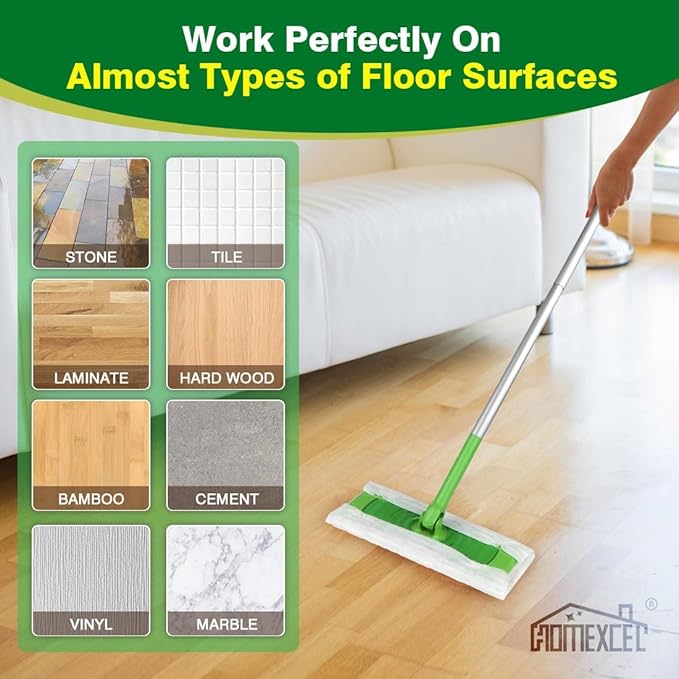 HOMEXCEL Dry Sweeping Cloths Pads Compatible with Swiffer Sweeper, Disposable Duster Refills Mop Pads for Floor Mopping and Cleaning, 120 Count-8 " x 10.4 " Pads Refills-Not Include The Mop