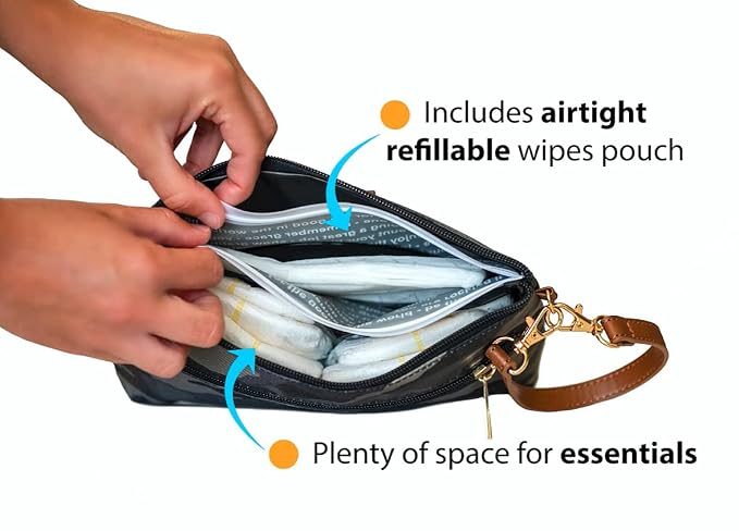 Bumco Diaper Clutch - Portable Wipes Dispenser & Baby Travel Essentials, Airtight Refillable Wipes Container, Diaper Bag Purse