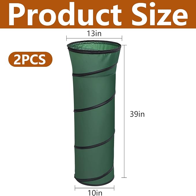 Adnee 2 Pcs Leaf Bag Funnel Holder, Foldable Lawn Bag Chute Stand Fit for 30 Gallon Paper Bags, Reusable Yard Waste Bag Funnel for Handling Garbage and Leaves
