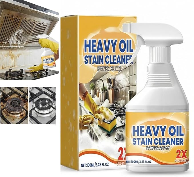 Kitchen Heavy Oil Cleaner, Heavy Duty Stove Top Cleaner & Oven Cleaner - Bio-Enzyme Degreaser for Range Hood Stove & Oven, Lemon Scent (1pcs 100ML)