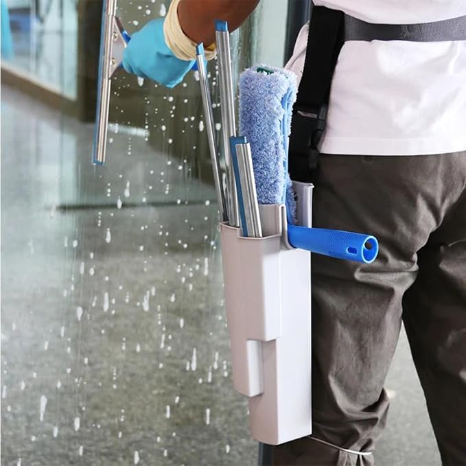 Window Cleaning Holster with Belt - Detachable Side Bucket Squeegee Holder Tool Belt