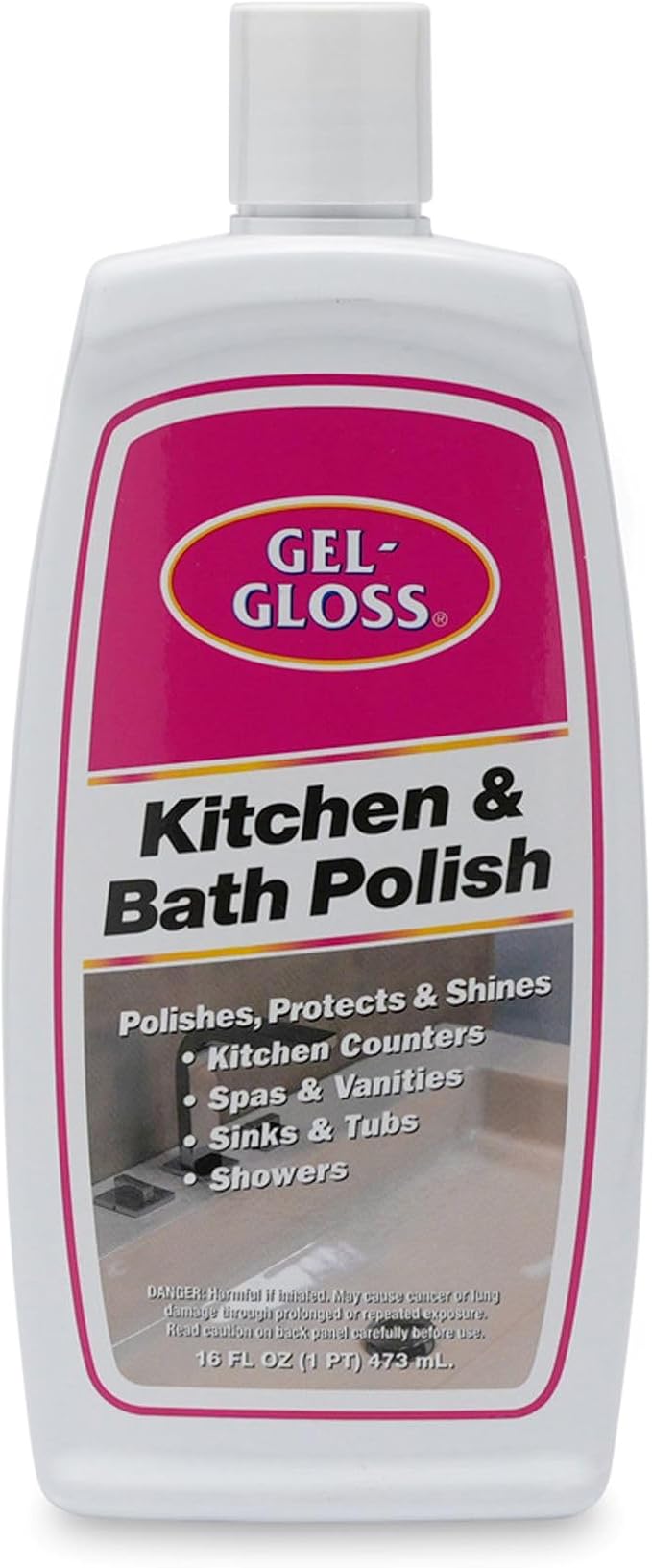 Gel-Gloss Home Kitchen & Bath Polish - Carnauba Wax Formulation, 16 oz. | High Shine Protective Coating, Removes Water Spots, Light Scratches & Stains, Restores Color & Shine