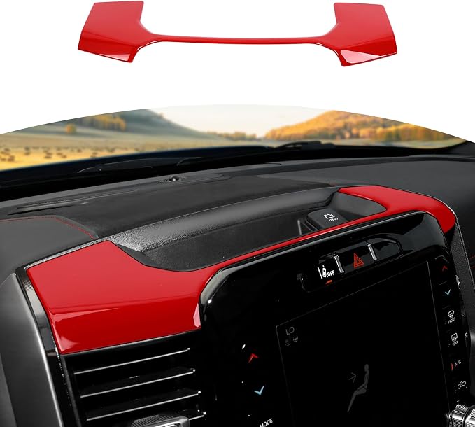 for RAM TRX Center Dashboard Storage Bin Trim Cover Fit for RAM TRX 2018-Present Red Interior Accessories