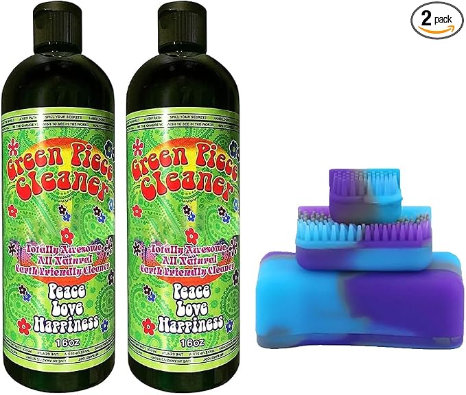 Green Piece® Magnetic Glass Cleaner Kit (Made in USA) – 2 Bottles of 16 oz Glass Cleaner with Purple Magnet Scrubber for Easy Grime Eco-Friendly Solution for Glass, Ceramic Metal Surfaces